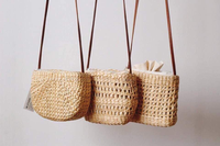 Sac de plage d'été en bambou tissé à la main, style artisanal folklorique, pour femme, sac à bandoulière, souvenir, artisanat Phuong Duy