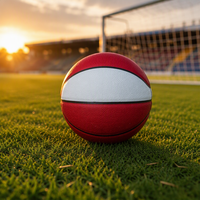Ballon de basketball personnalisé avec logo, panneau blanc vierge, en cuir PU rouge, durable, pour l'entraînement, avec texture antidérapante, pour équipe et école