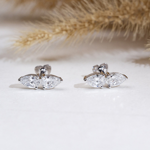 ต่างหูเพชรทรงลูกแพร์เงินแท้ S925 รุ่น MSE-933 จาก Messi Jewelry สำหรับผู้หญิง - Product Image 2