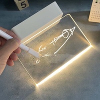 Tableau de notes créatif en acrylique, lampe de nuit LED créative, tableau de messages USB, lumière de vacances avec stylo, décoration, lampe de nuit LED