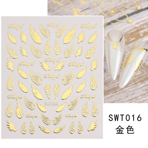 Gold Angel Wing Nails Stickers Mental Sun Moon Star Lock decalcomanie Charms per unghie cursori adesivi 3D accessori per decorazioni primaverili - Product Image 2