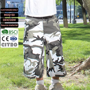 Elasticated Waist Camo <b>Shorts</b> Allover Print Mens <b>3</b>/<b>4</b> Long Camo Longs Cargo <b>Shorts</b> - Product Image 1