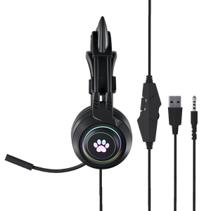 Auriculares con orejas de gato para niña, <span class=keywords><strong>cascos</strong></span> con micrófono, sonido 7,1, cancelación de ruido, música estéreo para niños, regalos para niños - Product Image 2