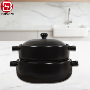Casserole en <span class=keywords><strong>céramique</strong></span> moderne <span class=keywords><strong>de</strong></span> grande taille <span class=keywords><strong>de</strong></span> haute qualité, pot en argile avec couvercle en émail, compatible avec les cuisinières à induction et à gaz, pour cuisiner le riz et la soupe - Product Image 1