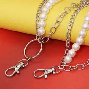 โซ่คาดเอวไข่มุกเทียมสำหรับผู้หญิง สไตล์ฮิปฮอป พังก์ ตกแต่งด้วยโลหะ สวมใส่ได้ทุกวัน สีขาว K แบบเส้นเดียว - Product Image 3