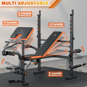Articles très demandés : Banc de musculation pliable multifonctionnel pour la maison, avec cadre de musculation, pour développé couché, tirage vertical et rameur - Product Image 2