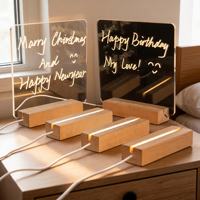 Présentoir LED Rectangulaire en Cristal et Bois, Socle en Verre Acrylique pour Art, Idéal pour Expositions, Magasins et Décoration Intérieure, Base de Lampe en Bois