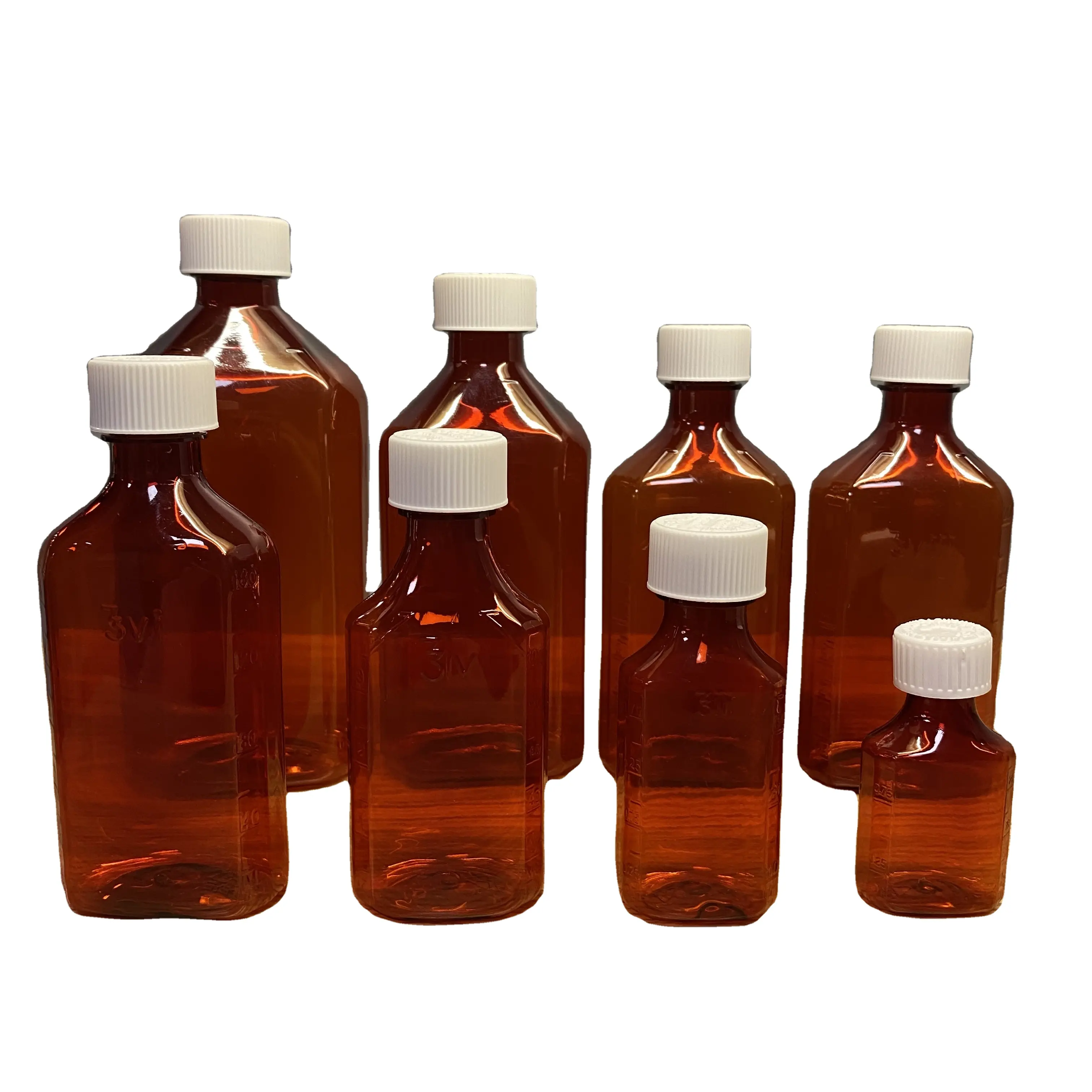 Scale Pharmacy Bottles Amber Oval RX Medicine Liquid Bottles with CR cap