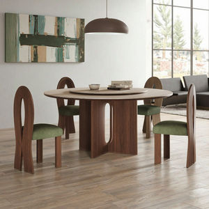 Mesa de Comedor Redonda Nogal Oscuro Mesa de Cena Madera Maciza de Fresno Muebles para Restaurante y Hogar Diseño Moderno y Sencillo Color Nogal - Product Image 5