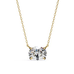 Colgante solitario con bisel de diamante cultivado en laboratorio, fabricado en India, en oro macizo, joyería clásica, disponible como regalo a precio con descuento. - Product Image 3