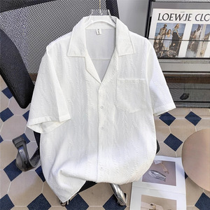 Supporto personalizzazione di un articolo camicia estiva Casual e alla <span class=keywords><strong>moda</strong></span> da <span class=keywords><strong>uomo</strong></span> camicia a maniche corte tinta unita Cool Jacquard alla <span class=keywords><strong>moda</strong></span> - Product Image 3