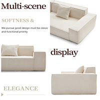 Canapé modulaire carré minimaliste nordique, double place, canapé de sol compressé, pieds en acier inoxydable pour maison, villa, salon