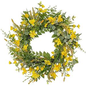 Four seasons simulation garland circle small yellow <b>flower</b> simulation garland living room decoration <b>wall</b> hanging home a - Product Image 1