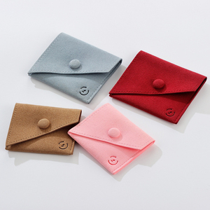 1mm Thick High Quality Microfiber Button Jewelry Packaging <b>Gift</b> Pouch Packaging Jewelry Bag Pouch with Oblique Flap - Product Image 6