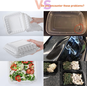 9x9 Inch Biodegradable Clear Black Disposable Clamshell Takeout <b>Containers</b> - Product Image 4