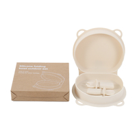 Nouveauté Bols pliables en silicone pour bébé Bol à manger pour bébé avec fourchettes et cuillères Ensemble de vaisselle de voyage en plein air