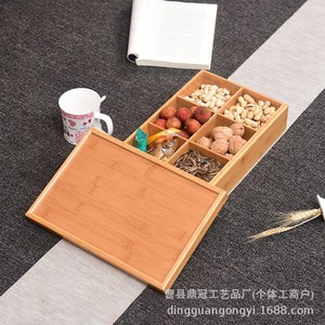 Caja de Bambú con Múltiples Compartimentos y Tapa, Rectangular, Hecha a Mano, para Guardar Refrigerios y Frutas, Uso Doméstico - Product Image 1