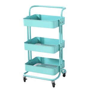 Chariot utilitaire à roulettes multifonctionnel à 3 niveaux avec grand espace de rangement et roues en métal, chariot de service pour la cuisine à domicile, chariot de rangement - Product Image 4