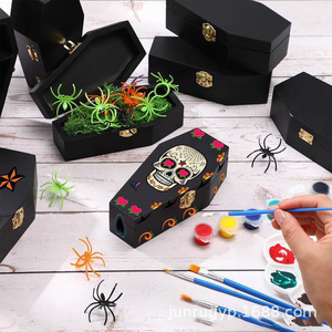 Wooden Halloween Coffin Boxes Customized Rectangle Shape <b>Party</b> Decorations Snack Candy Storage DIY Jewelry <b>Box</b> Personalized - Product Image 1