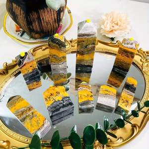 Venta al por mayor: Varita de piedra curativa pulida a mano, Torre de cristal de jaspe Bumble Bee, Obelisco de jaspe, Colección de especímenes minerales - Product Image 5
