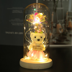 Prezzo ragionevole regali popolari 24k Galaxy rose d'oro immerse rose con bambola in cupola di vetro - Product Image 6