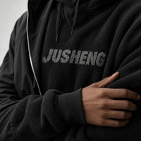 Ensemble deux pièces pour homme : Blouson bomber rembourré en nylon à capuche avec sweat à capuche en polaire Sherpa, noir, streetwear, logo personnalisé, vente en gros