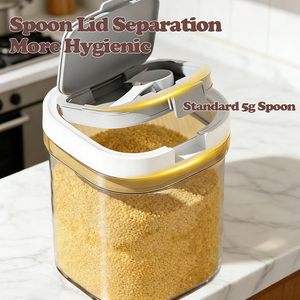 3pcs Premium Disposable Rectangular PS <b>Plastic</b> Kitchenware Modern Design Airtight <b>Lids</b> 1-3L Capacity Multifunction Fresh Storage - Product Image 2