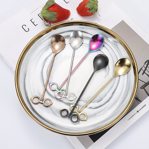 Cuchara <span class=keywords><strong>de</strong></span> bar 304 con diseño <span class=keywords><strong>de</strong></span> sombrero y ojos grandes, cuchara <span class=keywords><strong>de</strong></span> café <span class=keywords><strong>de</strong></span> mango largo para decoración del hogar - Product Image 3