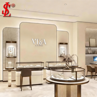 Vitrine de présentation de bijoux de luxe, écologique et personnalisable, en verre blanc laiteux, comptoir îlot avec éclairage LED, mobilier de magasin de détail