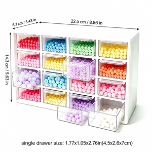 Organizador de <span class=keywords><strong>Escritorio</strong></span> Mini con 16 Cajones Extraíbles, Organizador de Cajones de Plástico Transparente para Manualidades, Cosméticos, Joyería - Product Image 2