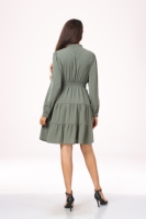 Robe chemise élégante robe femme confortable Poly manches longues robe tissée longueur genou jolies robes pour femmes