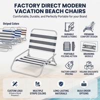 Chaise de plage rayée moderne, portable, à profil bas, pour l'extérieur, idéale pour les vacances, directement de l'usine