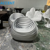 Fauteuil de salon moderne en fibre de verre à motif vague, chaise d'appoint spirale créative, canapé individuel Vortex pour décoration extérieure de jardin