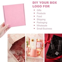Boîte cadeau pliable personnalisée en carton rose ondulé, écologique, en matériaux recyclés, pour l'expédition aérienne, pour le e-commerce, petite taille