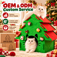 Maison pour chat en feutre en forme de sapin de Noël OEM, niche décorative d'intérieur pour animaux de compagnie, lit pour chat, vente en gros, couleur et emballage personnalisés