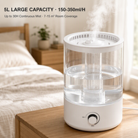 Humidificateur ultrasonique électrique portable 5L avec humidistat, diffuseur d'huiles essentielles et veilleuse, silencieux (<30dB) pour hôtel et usage domestique