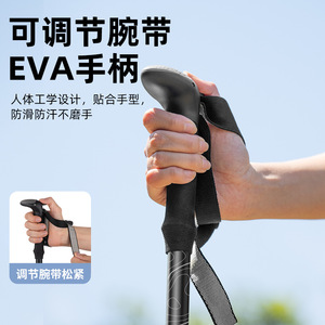 Aluminum Alloy Telescopic Hiking Pole With Rubber Tip Adjustable Length 3 Section Black And Green <b>Walking</b> <b>Stick</b> For Outdoor - Product Image 3