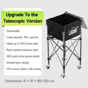 Nieuwe aluminium tennisbalwagen, opvouwbaar, grote capaciteit, opbergmand voor tennisballen, ophaalframe voor tennisbaan - Product Image 3