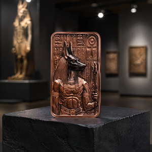 Tarjeta Coleccionable de Metal con Relieve 3D Personalizada de Mitología <span class=keywords><strong>Egipcia</strong></span>, 1 oz, Cobre Fino .999, Anubis Faraón, Tarjeta de Regalo de Recuerdo - Product Image 3