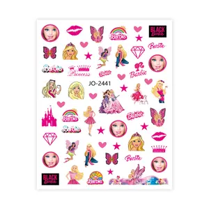 TSZS Newest Pink Girl Nail Designer Stickers Custom Pink Figure Print Nail Art Decals Cartoon Barbies Doll Girls Nail Stickers