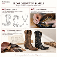 Bottes de cowgirl/cowboy Xinzirain personnalisées en cuir véritable brodé vintage, à bout carré et boucle de traction