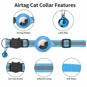 Collar para Gato con Tira Reflectante, Soporte para Airtag, Campana y Hebilla de Seguridad Ajustable para Mayor Seguridad - Product Image 5