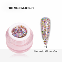Haute qualité UV LED brillant gel pailleté nail art sirène paillettes semi-permanente marque privée uv vernis à ongles gel