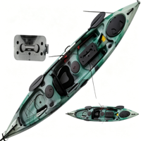 Kayak à pédales en polyéthylène pour 1 personne |   Bateau de pêche durable avec porte-cannes et trapèzes