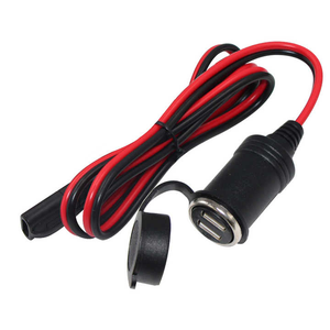 Adaptador de cargador USB para encendedor de cigarrillos de desconexión rápida, fusible 10A, 12-24V, 2 puertos USB, Cable de batería de vehículo tipo C, carga móvil - Product Image 1