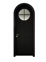 Puerta Interior Arqueada de Estilo Francés Negra de Alta Calidad, Puerta Curva para Dormitorio, Material MDF, Aislamiento Acústico para Apartamento o Villa