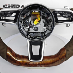 Ensemble complet de volant demi-trou en cuir de pêche modèle Macan amélioré pour Po-rsc-he Cayenne 718 <span class=keywords><strong>911</strong></span> Old New Panamera - Product Image 4