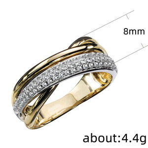 Anello Elegante Bicolore con Linee Geometriche, Design Minimalista Scintillante, Gioiello da Donna alla Moda per Uso Quotidiano, Idea Regalo - Product Image 2