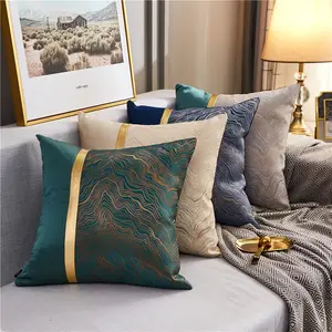 Or luxe nordique maison décorative Jacquard Patchwork housse de coussin canapé taie d'oreiller