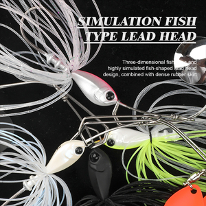 Honoreal Stock 5g 7g Spinnerbait pour eau douce (Bar, <span class=keywords><strong>Truite</strong></span>, Saumon, Luciole) avec jupes rayées en silicone et <span class=keywords><strong>hameçon</strong></span> <span class=keywords><strong>Mustad</strong></span> - Product Image 4